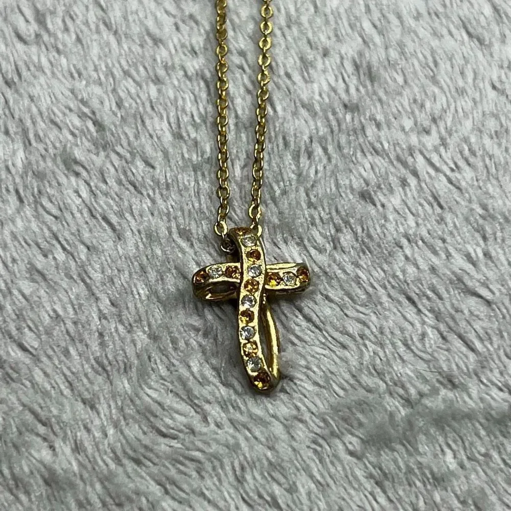Vintage, Sterling Silver Gold Tone Spiral Cross Twisted Link Chain Clasp Closure